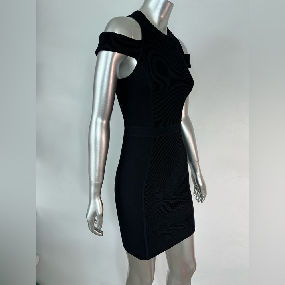 Parker black dress cold shoulder bodycon mini boomerang knit small